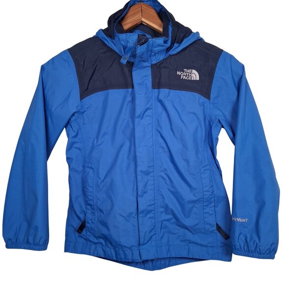 The North Face Hyvent Jacket Youth Boys XS 6 Blue Roll Away Hood Lightweight - Picture 2 of 16